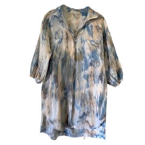 YFB Young Fabulous & Broke crinkle gauze shirt dress/tunic/swim cover up, size S